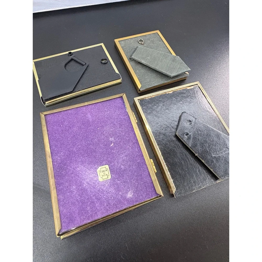 Vintage Gold Picture Frame Lot Michaels 4x5 Double Hinge Tabletop Decor Set 5